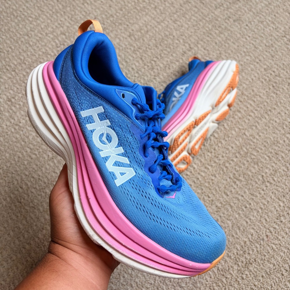 Hoka Bondi 8 Coastal Sky Allure Blue Pink Running Shoes 1127952 CSAA Womens 10B